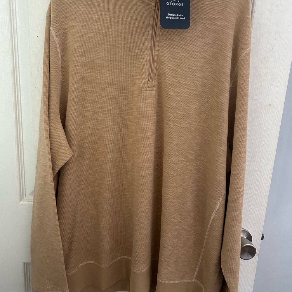 George Men's Light Brown Zip-Up Sweater